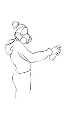 One continuous line drawing on white isolated background. Minimalism linear illustration. person, graffiti, city, spray, woman, female, art, artist, vandalism, lifestyle