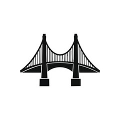 Minimalist Bridge Icon. Clean line art of an iconic suspension structure. This graphic symbolizes connection, progress, and overcoming divides, ideal for modern design.