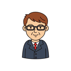 Friendly Male Professional Character. An amiable cartoon illustration of a mature executive. This graphic conveys experience, reliability, and wisdom, suitable for various professional contexts.