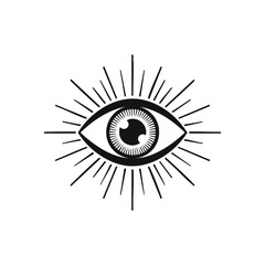 All Seeing Gaze with Radiant Light. This powerful eye icon, known as the Eye of Providence, signifies divine vigilance, enlightenment, and profound insight. A timeless spiritual emblem.