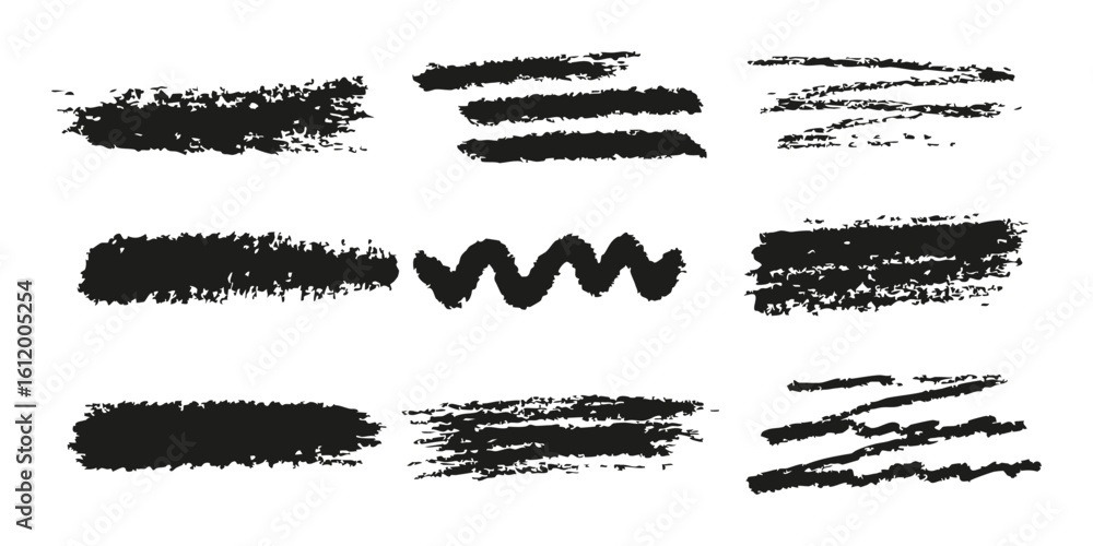Poster brush stroke texture set. artistic grunge elements for design projects. isolated vector illustration