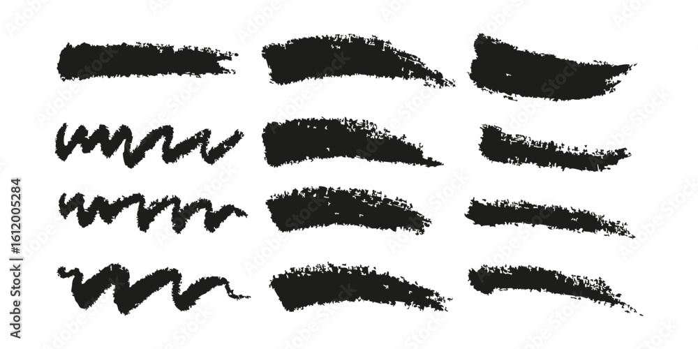 Poster brush stroke texture set. artistic design elements for creative projects collection. isolated vector