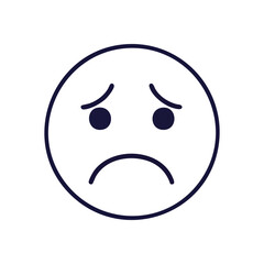 Sad Face Expression Icon. This simple digital illustration portrays a mournful visage, representing a spectrum of negative human emotions like sorrow, regret, and woe.
