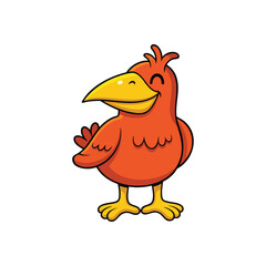 Friendly Orange Bird Waving. This cheerful feathered friend with a bright yellow beak conveys a welcoming gesture. Its delightful expression radiates happiness and approachability.