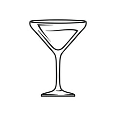 Elegant Martini Glass Icon. Stylish cocktail vessel illustration on a dark background. Perfect for themes of nightlife, celebration, and refined beverages.