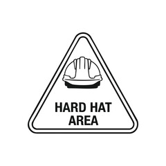 Hard Hat Area Safety Signage. A clear warning emblem indicating a zone where head protection is compulsory. Essential for site adherence and worker well-being.