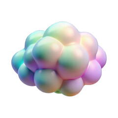 3d abstract iridescent sphere cluster isolated on transparent background