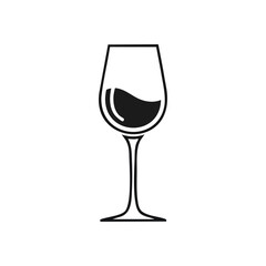 Elegant Wine Glass Icon. A crisp vector image of a gracefully stemmed glass with dark liquid, set against a deep background. Evokes luxury, celebration, and refined taste.