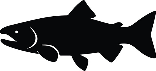 Fototapeta premium Silhouette trout salmon fish swimming marine animal vector illustrator