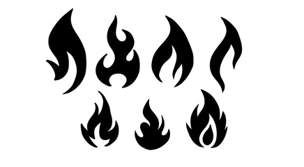 Black fire flames shapes illustration hand drawn symbols. Vector illustration