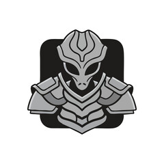 Futuristic Alien Warrior. A powerful extraterrestrial guardian in sleek, advanced metallic plating. Represents strength, technology, and cosmic protection.