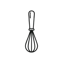 Kitchen Whisk Utensil Icon. This minimalist graphic depicts a versatile baking accessory. It symbolizes culinary creativity, blending ingredients, and the warmth of preparing delicious homemade food.