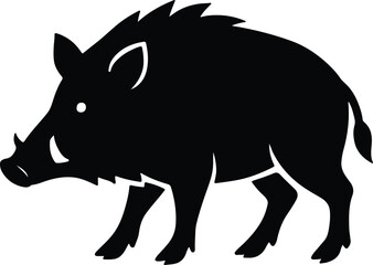 Silhouette wild boar black outline wildlife forest vector illustrator