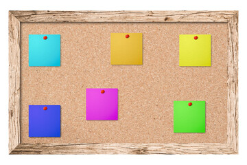 Items pinned to a cork message board with wood frame, ready for your customized text or images....