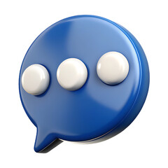 Sleek Blue Chat Bubble Icon with Three White Dots Waiting Anticipating Reply Engaging Stylish Communication Design