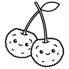 Ripe red cherries and a green apple, fresh and sweet, on a white background