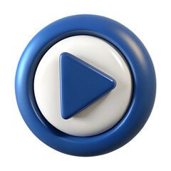 Sleek Play Button Icon with Dynamic Blue and White Elements on Transparent Backdrop