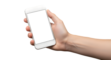Close up of a Modern Smartphone Held in Hand, for Easy Placement and Editing on transparent background