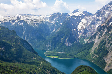 King`s Lake, Koenigssee, Watzmann Eastern Wall, Berchtesgaden, Bavaria, Germany, Europe.