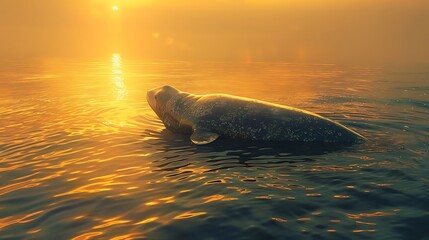 The sea cow, including manatees and dugongs, is a gentle, slow-moving marine mammal that lives in warm coastal waters. Herbivorous by nature, it grazes on seagrass in shallow areas. Known for its calm