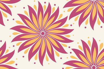 Floral pattern with magenta and yellow petals vector