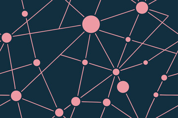 Pink Geometric Network on Dark Blue abstract background