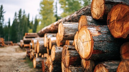 Stacked logs ready for logging