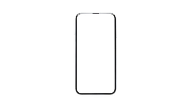Minimalist of a Modern Mobile Phone with Blank Screen on transparent background