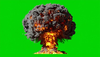 Atomic explosion, plumes of smoke