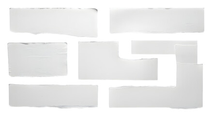 Collection of Torn Paper Pieces, for Collage, Scrapbooking on transparent background