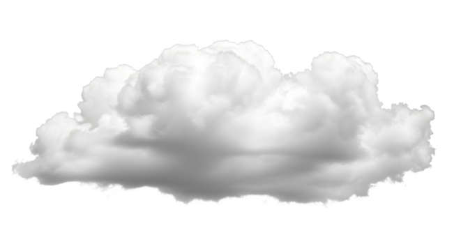 Minimalist View of a Fluffy Cloud, on a Plain Background for Compositing on transparent background