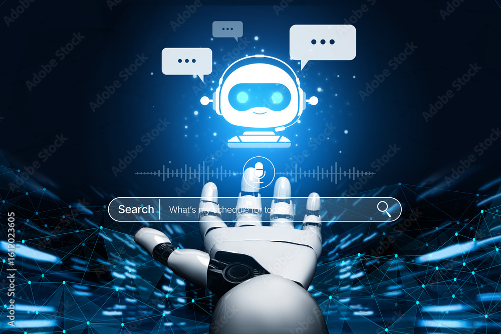 Poster ai assistant uses voice commands and smart chatbot interface for seamless search and communication, 