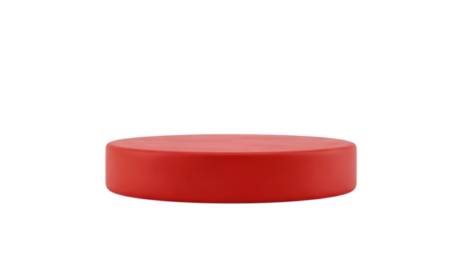 3D Render of a Simple Red Cylinder, a Minimalist Display Podium for Product Showcase on transparent background