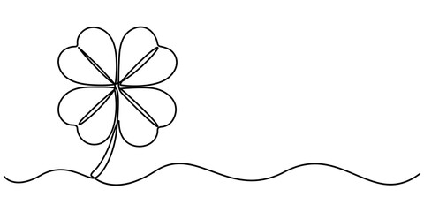 Continuous one line drawing of clover leaves. One line drawing background. Vector illustration, Clover leaves one line art vector illustration. 