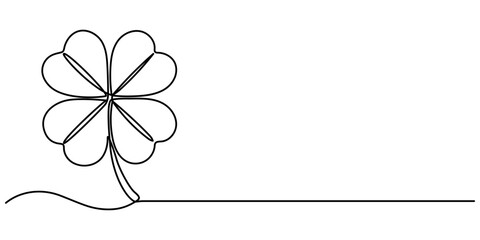 Continuous one line drawing of clover leaves. One line drawing background. Vector illustration, Clover leaves one line art vector illustration. 