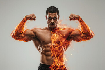 Obraz na płótnie Canvas Man of Fire: Strength and Power
