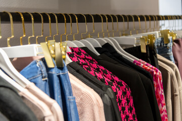 Stylish clothing display in a modern retail store interior