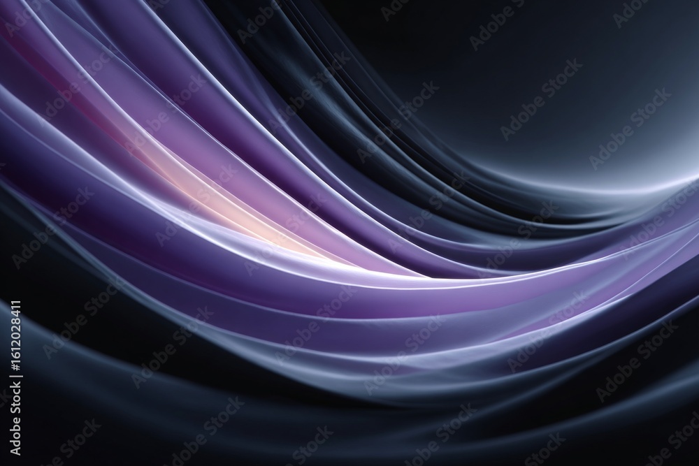 Poster abstract purple and blue waves are flowing smoothly, creating a mesmerizing and elegant pattern on a