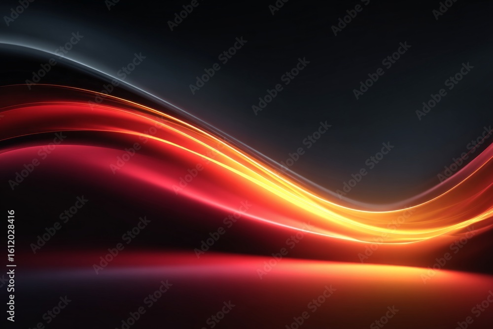 Aufkleber bright red and orange light trails creating a dynamic, flowing design on a dark background
