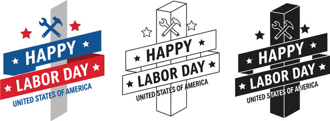 Happy labor day usa vector illustration banner template for social media and advertising editable