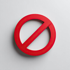 Red Prohibition Sign on Gray