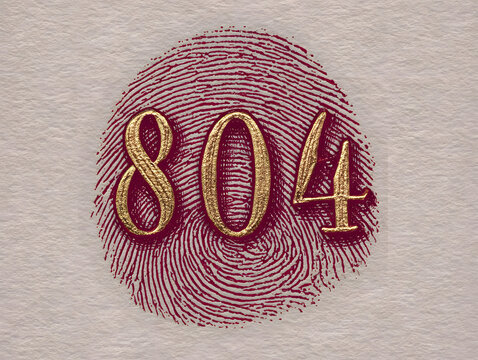 Fingerprint with Number 804 | Digital Identity Mark | Forensic Security Print | Biometric Pattern Illustration.