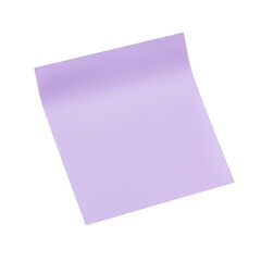 A single light purple square sticky note with a curved corner isolated on transparent background