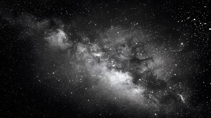 Stunning Black and White Milky Way Galaxy – Starry Night Sky with Cosmic Clouds