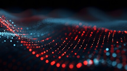  Luminous Red and Blue Digital Particle Stream