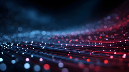  Red and Blue Digital Particle Wave Background