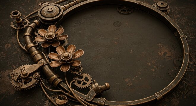 Ornate steampunk circle frame