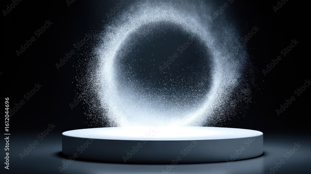 Poster abstract circular display podium with light effect.