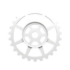 Obraz premium White cogwheel icon in flat design PNG