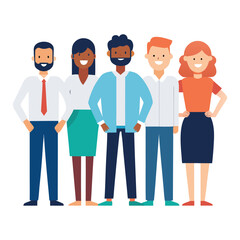 Diverse team of professionals collaborating in a modern workplace isolated on white background